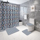 Коврик для ванной с геометрическим рисунком и занавеска для душа, водонепроницаемый напольный коврик для туалета коврик из микрофибры для ванной