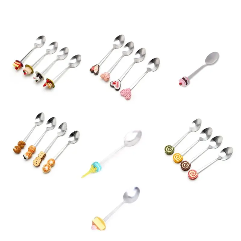 

Cute Kids Resin Dessert Cake Ice Cream Stainless Steel Spoons Coffee Teaspoon
