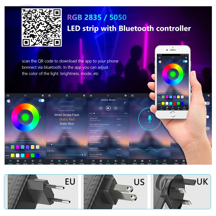 

LED Strip Light 12V Waterproof 5M 10M 15M 20M Bluetooth RGB Tape Music Sync Cuttable LED Light Strip Ribbon