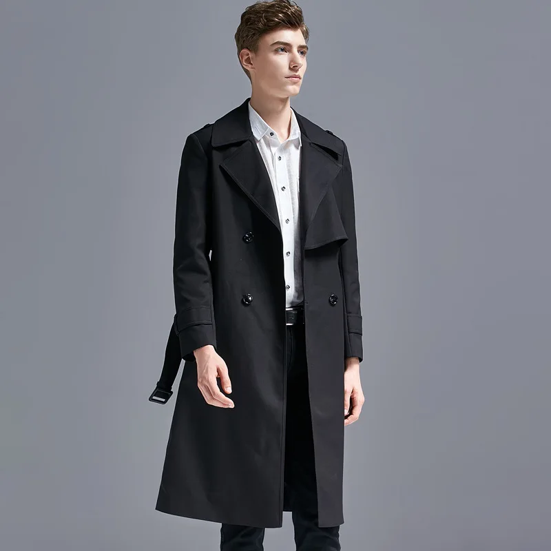 

Super long windbreaker men's spring and autumn new loose coat long coat over the knee large 1153
