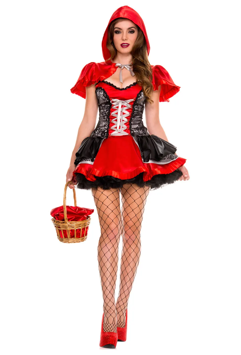 

Adult Women Festival Party Dress Little Red Riding Hood Halloween Costume Fairy Tale Cosplay Costume