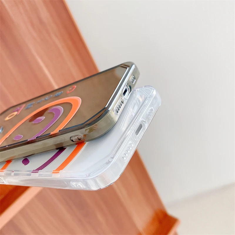 

Simple smiley transparent mobile phone case for iPhone 11 12 Pro Max mini SE 2020 X XR XS Max 7 8 Plus creative anti-fall case