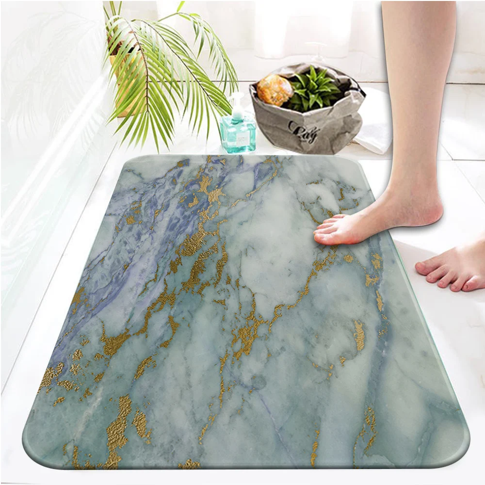 Золотистая мраморная плитка кухонный коврик Придверный для спальни домашнего