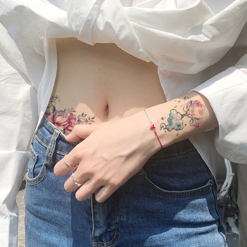 Русалка кошка лиса цветок ветер колокольчики кролик водостойкая временная