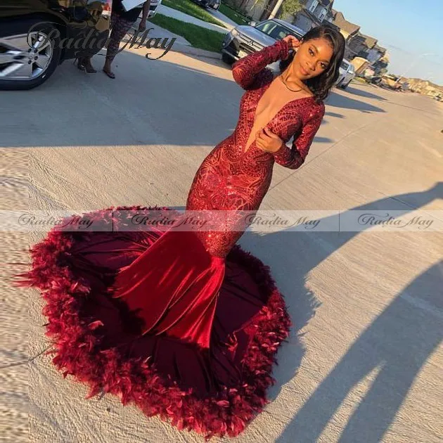 Платье женское бархатное с длинным рукавом и V образным вырезом|Платья на