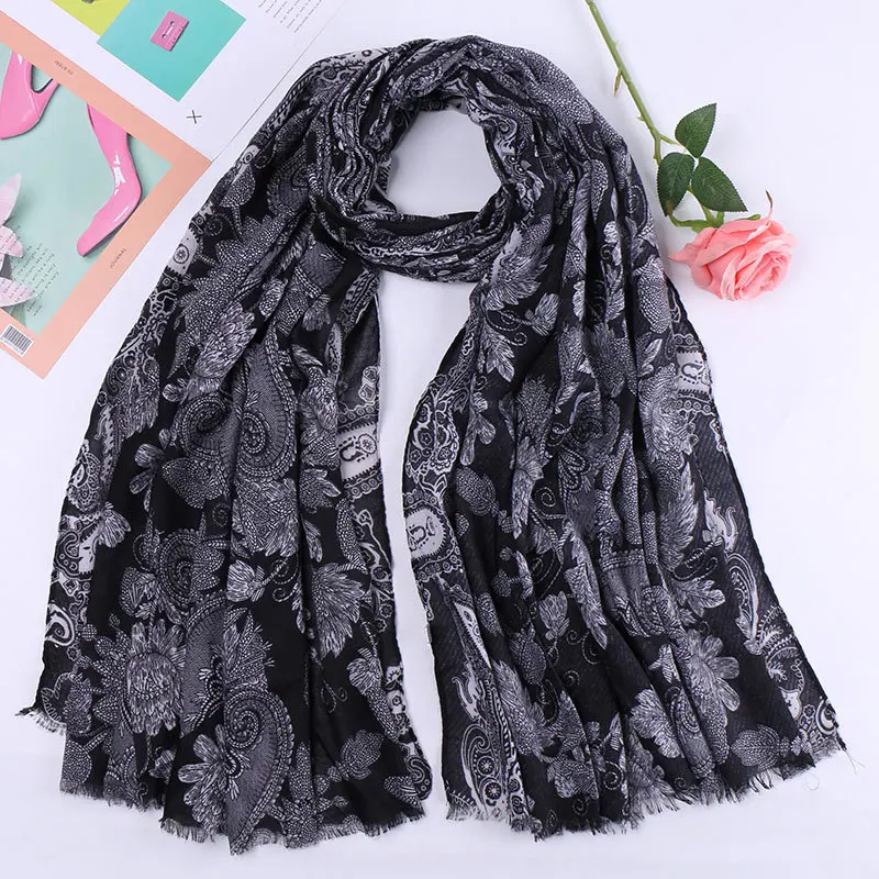 

Новый весенне-осенний шарф двойного назначения из хлопка и льна шарф с принтом в стиле римского кешью и цветком всесезонный подарок с цвето...