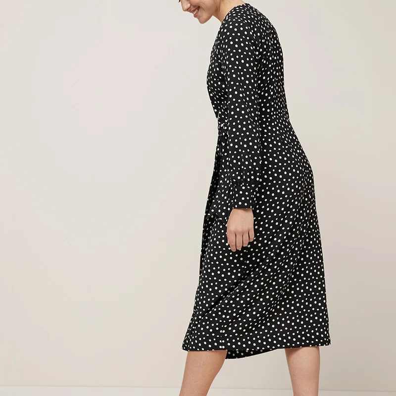 Женское сексуальное платье в горошек с v-образным вырезом для офиса элегантные