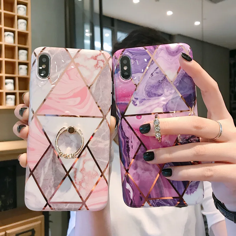 Чехол для телефона LACK для iPhone 11 11Pro Max XR X XS Max 6 6S 7 8Plus Роскошный Мраморный чехол с кольцом-подставкой