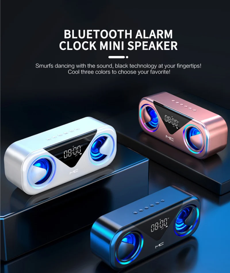 

MC-H9 Портативный Беспроводной Bluetooth Динамик бас стерео LED Дисплей Поддержка карта TF AUX USB Смарт-будильник атмосферу Светильник Мода