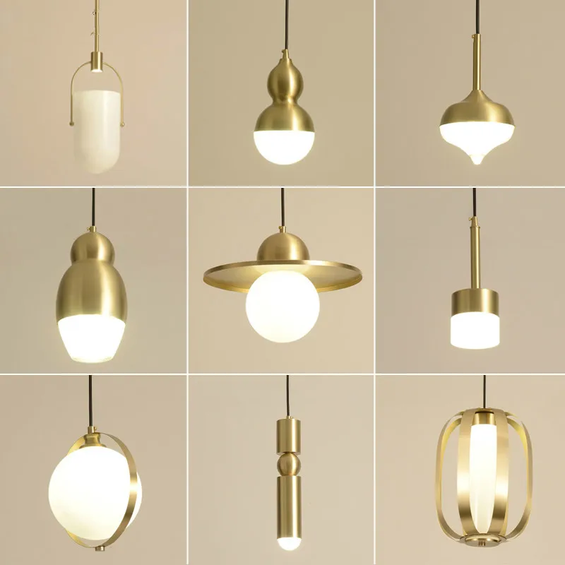 Скандинавские простые медные золотые подвесные светильники современные