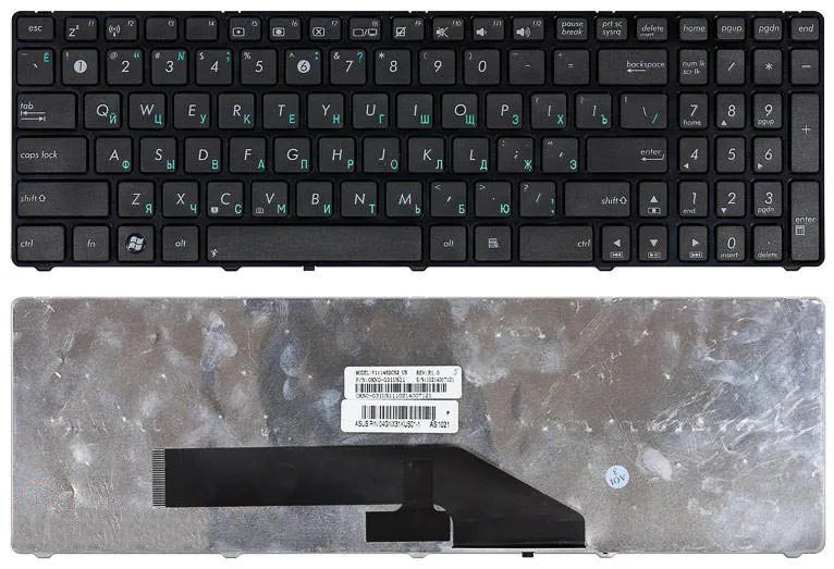 Клавиатура для Asus K50 K51 K60 K62 K61 X5D X50 X51 X70 K70 Русская Черная с рамкой (0KN0-EL1RU01 MP-07G73SU-5283