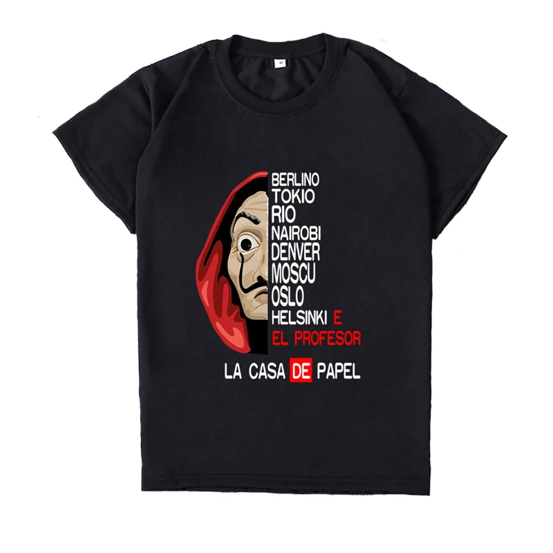 

La Casa De Papel Women T Shirts Summer Money Heist O Neck Tees TV Series Harajuku Unisex Short Sleeve Tops 2021 New
