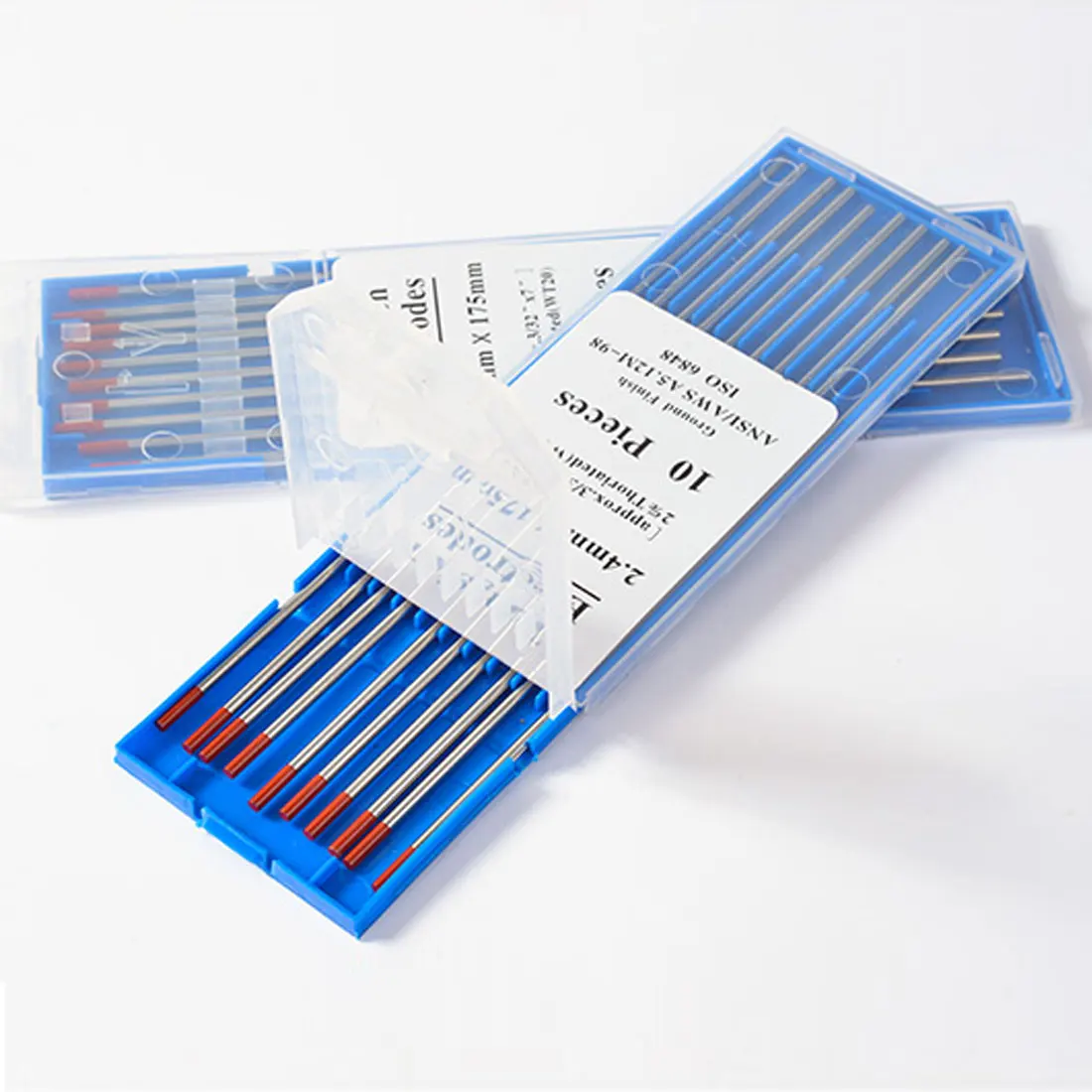 

Diameter 150mm x 1.6mm/ 2.0mm/ 2.4mm/ 3.2mm Professional Tungsten Electrodes Welding Electrodes Tig Rods 10pcs with Case