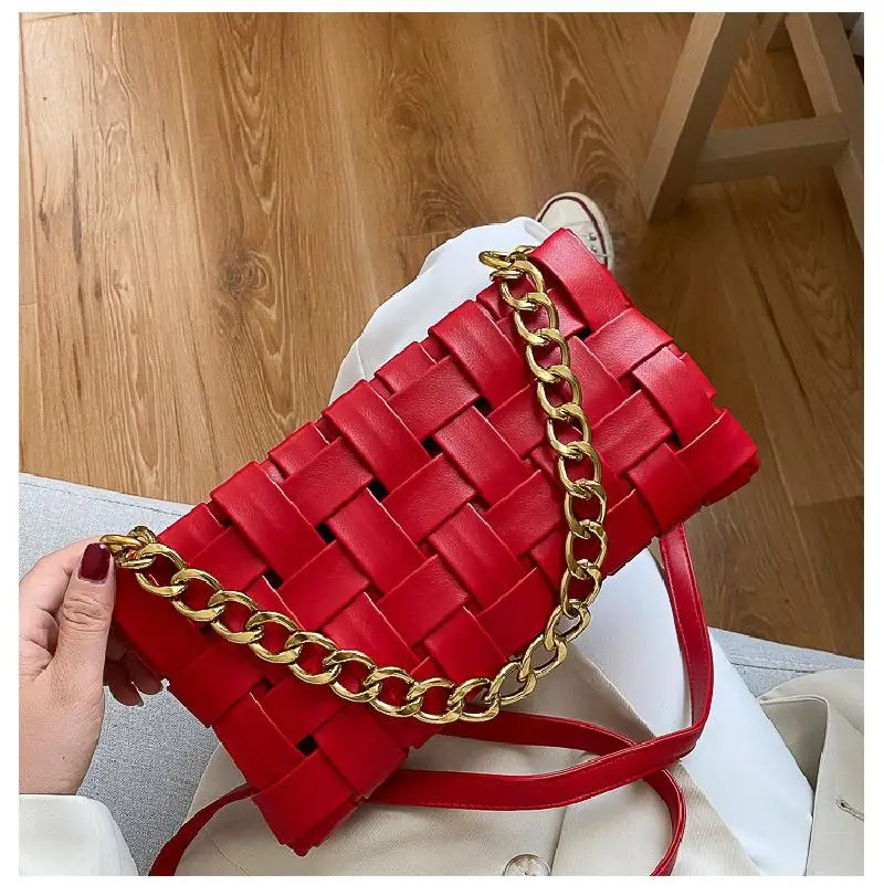 

2021 Luxury New Korean Version Of The Trendy Ladies One-shoulder Chain Armpit Bag Net Red Fashion Woven Messenger Bag