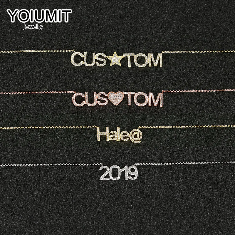 Yoiumit хрустальный кулон с именем на заказ ожерелье подвеской персонализированное