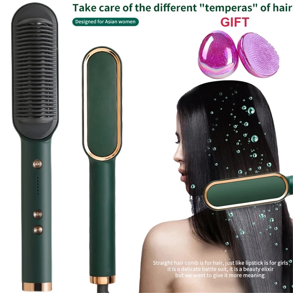 

Hair Straightener Brush Ultrarapid Electric Heating Ionic Comb Heated Straightening Brush Anti-Burns Straightening And Curling