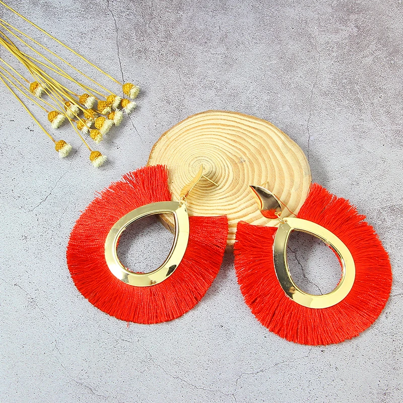 Женские богемные висячие серьги Qtian с большими кисточками и бахромой ручной