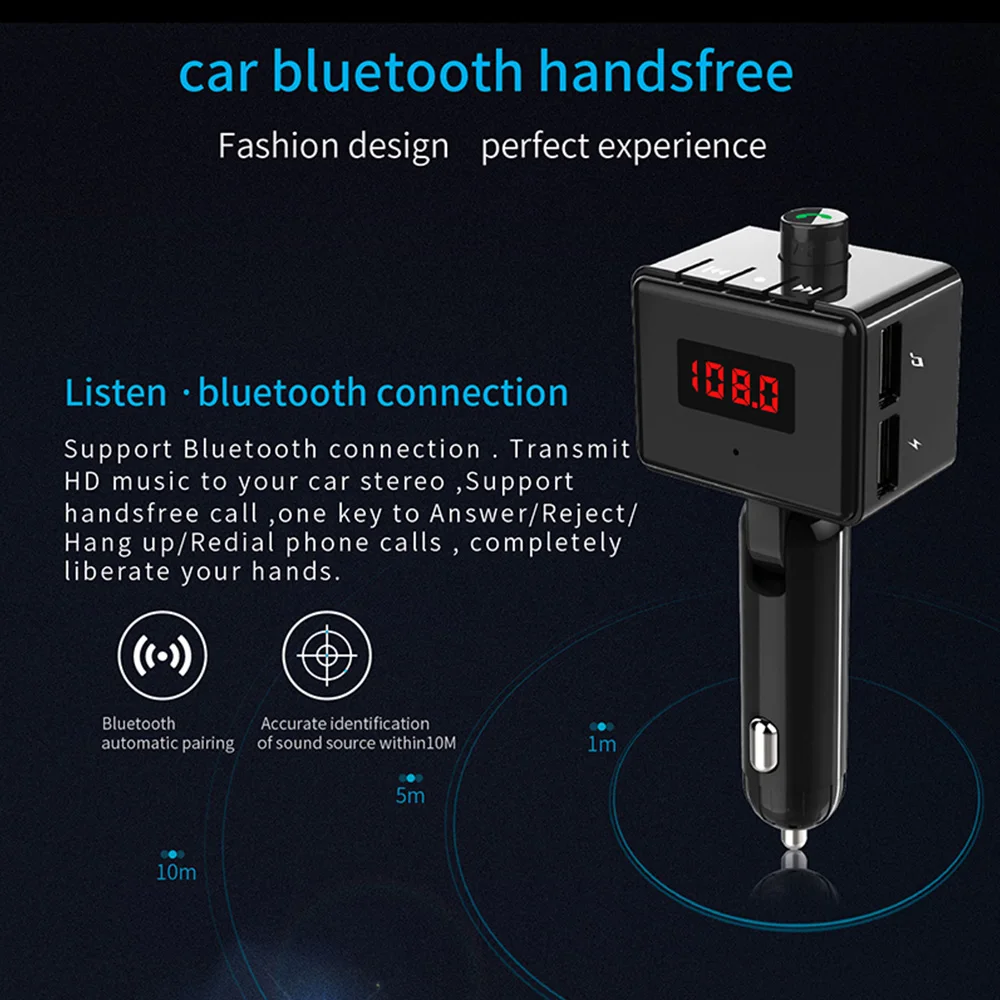 Беспроводной Bluetooth автомобильный FM трансмиттер BS6 MP3 музыкальный плеер приемник