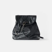womens bag 2020 new black flip soft shoulder bag large capacity chain bag fashion lingge leather backpack women