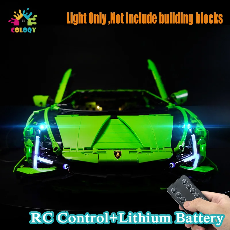 

COLOQY LED Light Set Compatible 42115 Green Lambor RC Control Toys Lithium Battery (Light Only Not Including Building Blocks)