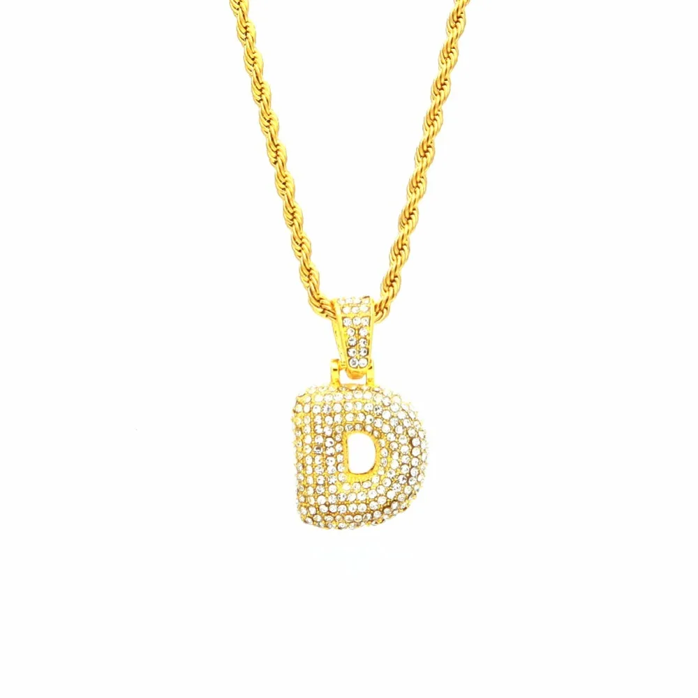 Сплав Bling Bubble Intial Let Iced Out горный хрусталь A-Z начальный кулон золотистый Серебристый с розой Подвеска золотого цвета кулон ожерелье