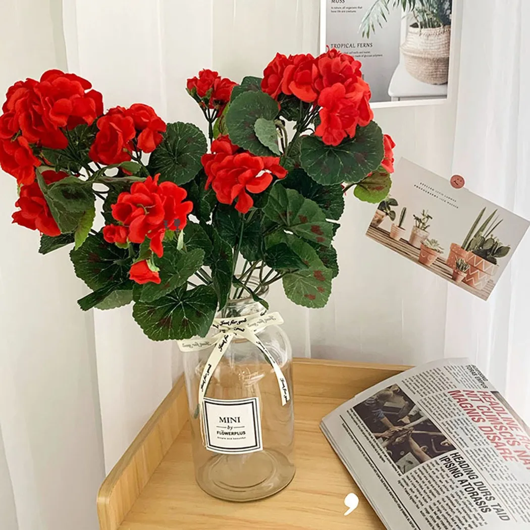 

Artificial Geranium Yellow Red Pink Flowers Plant Artificial Flower For Wedding Festivals Party Home Autumn Decoration