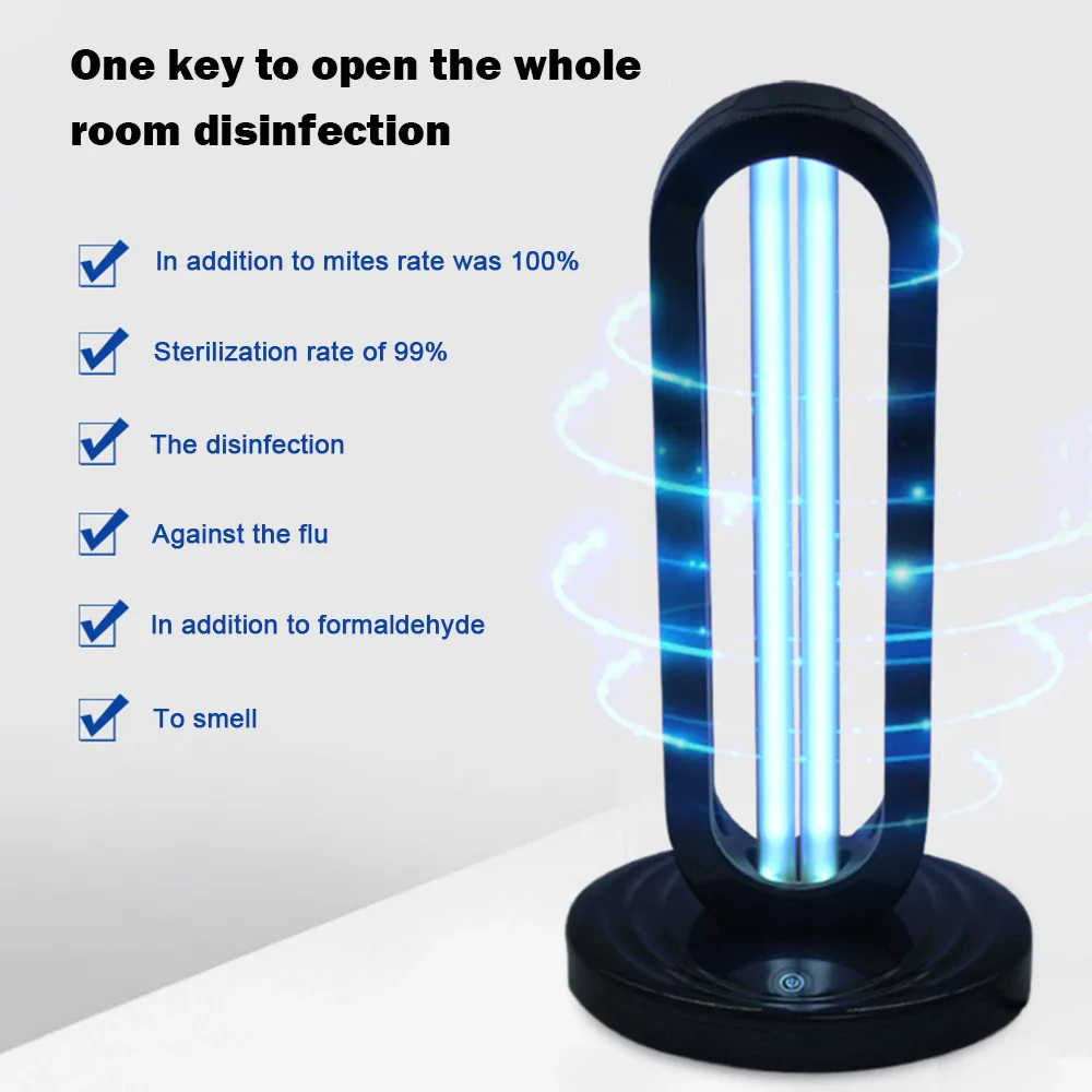 

Ultraviolet Germicidal Desk Lamp Home Light Bulb Remote Control Timing Ozone AC220V 38W Sterilization Desk Lamp European Black