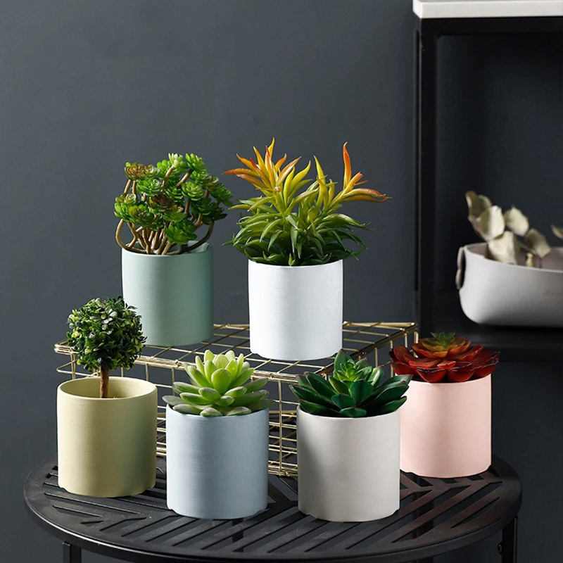 Цветочный горшок в скандинавском стиле 8 см/3 дюйма с подносом цветной