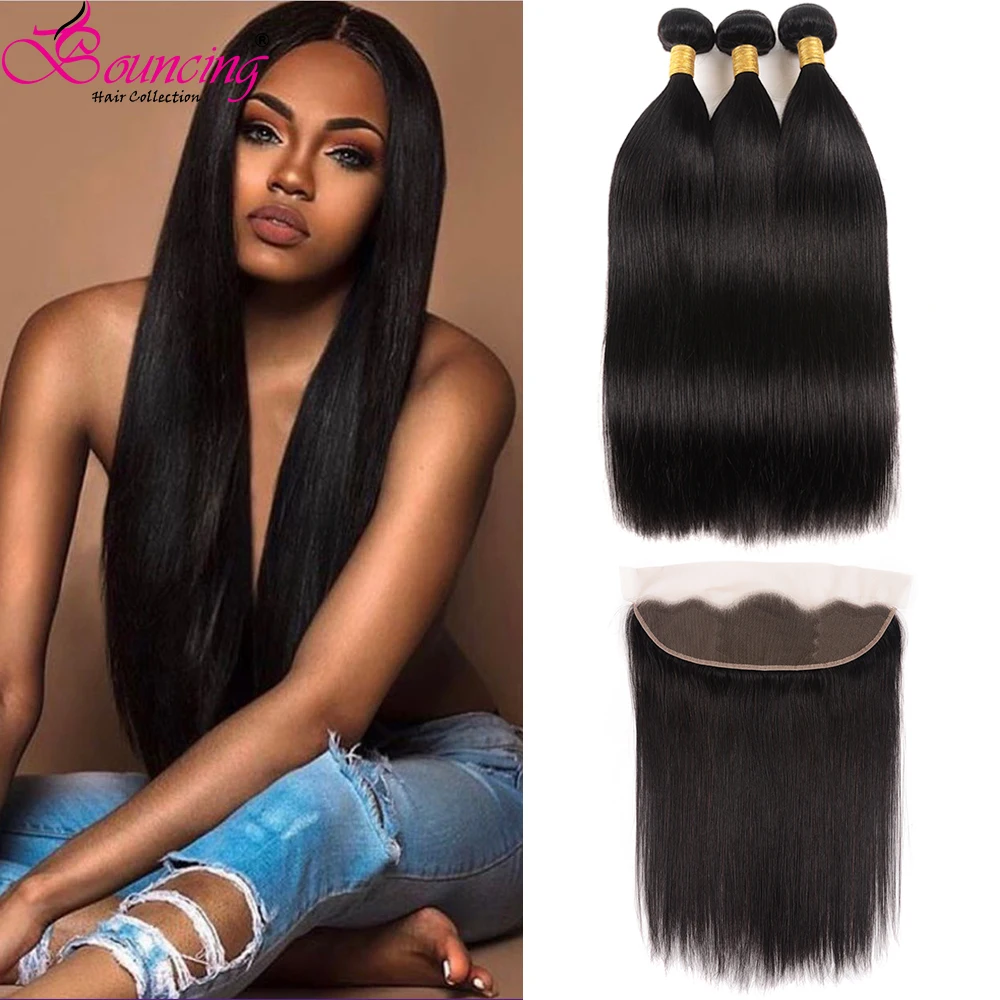 Bouncling прямые 10 26 дюймов человеческие волосы для наращивания 100% remy в бразильских