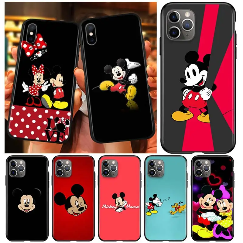 Disney с рисунком милого Микки Мауса Силиконовый черный чехол для Apple iPhone 12 11 Pro XS Max XR