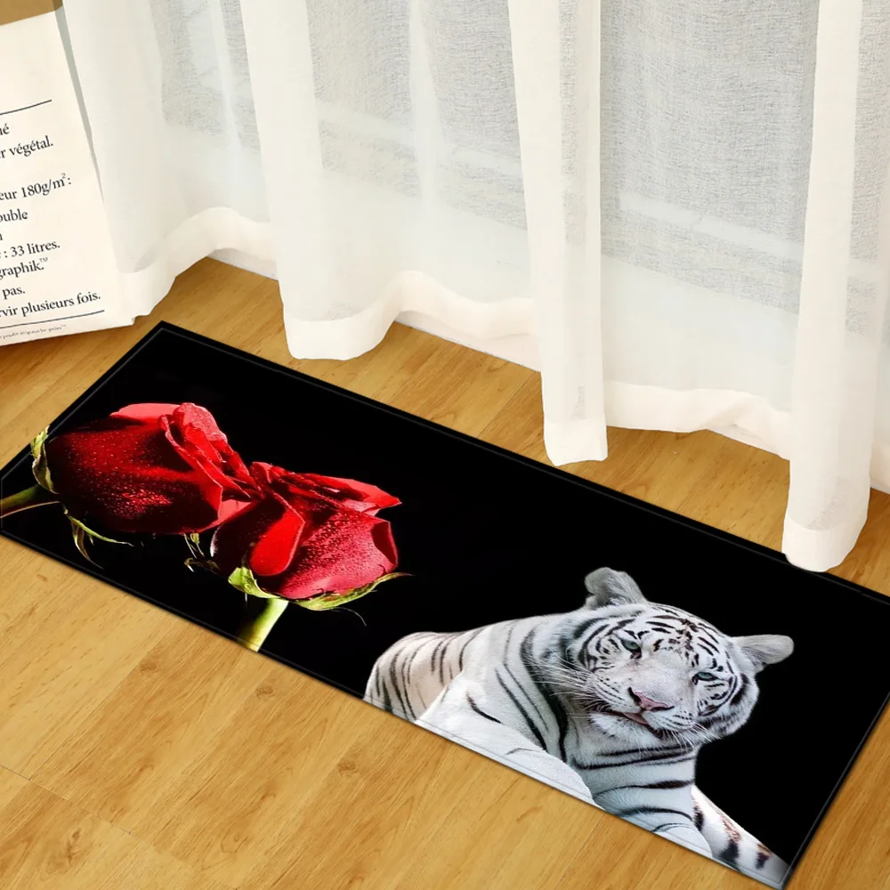 

WUJIE Tiger Pattern Kitchen Mat Animal Doormat Anti-slip Carpets for Living Room Balcony Rug Welcome Mats Outdoor Bathroom Mat
