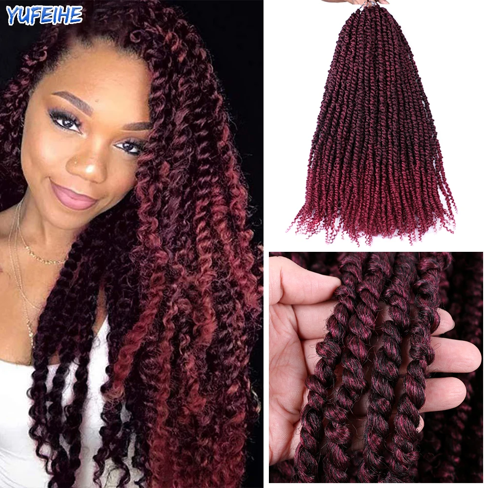 

Passion Twist Crochet Hair Pre-looped Synthetic Crochet Braids Hair Extensions 18 24 Inch Ombre Braiding Hair Black Brown Bug