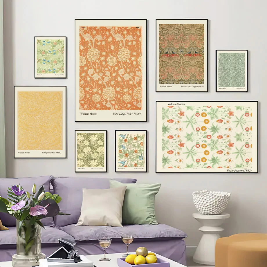 

Abstract William Morris Fabric Designs Wall Art Canvas Painting Nordic Posters And Prints Wall Pictures For Living Room Decor