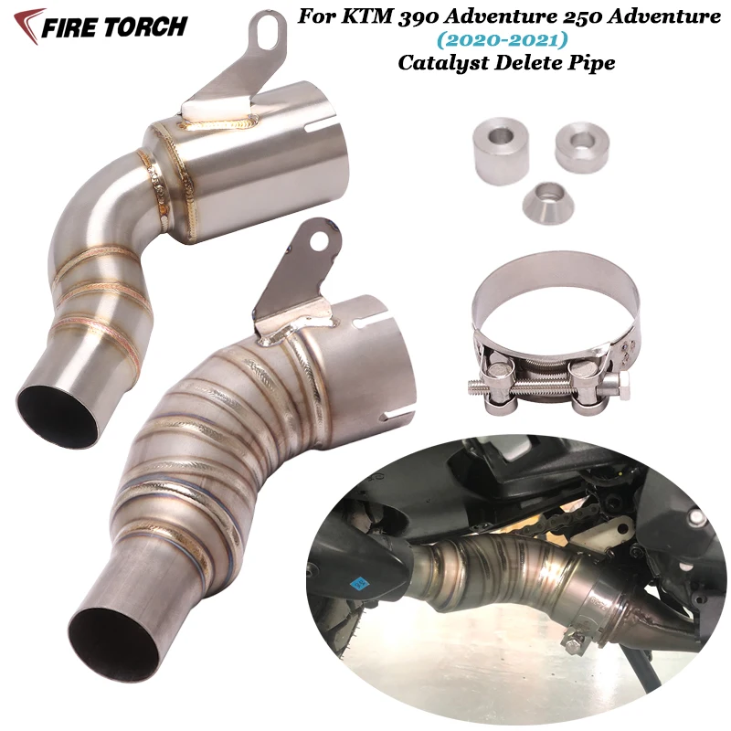 

Motorcycle Exhaust Catalyst Delete Pipe For KTM 390 Adventure 2020 2021 250 Adventure 250 390 ADV Catalyst Removal Eliminator