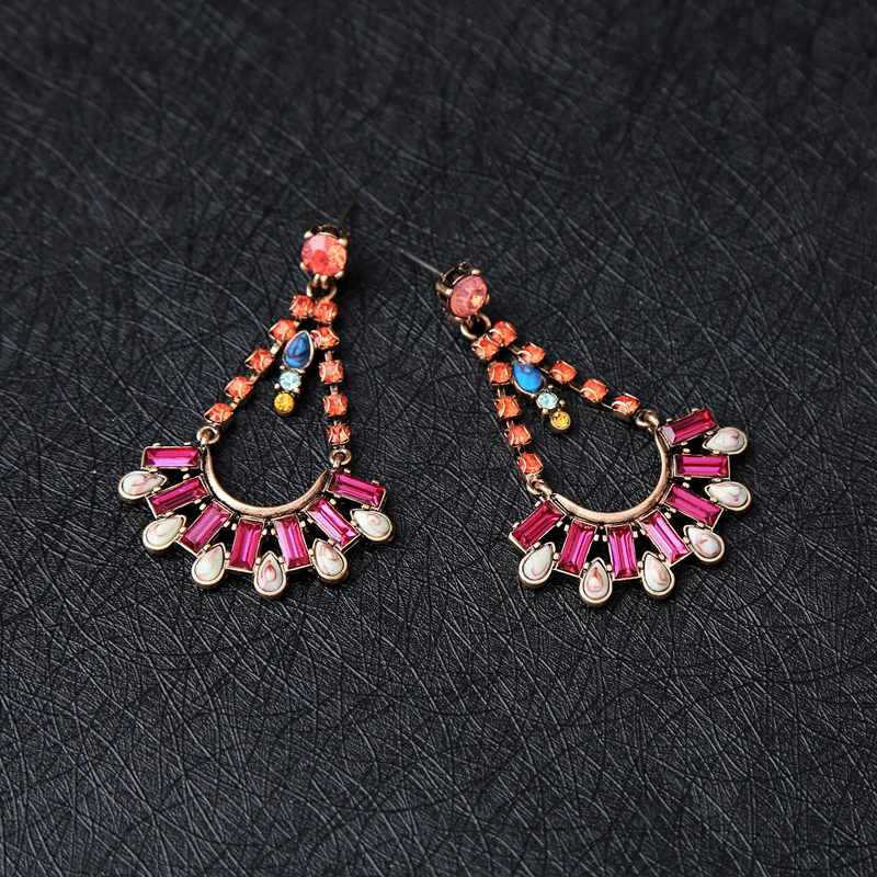 Женские серьги-подвески в стиле ретро Uer сережки из полимера с кристаллами