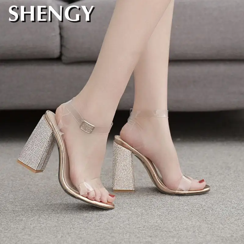 2020 пвх женские туфли-лодочки пикантные прозрачные ремешки на лодыжке сандалии