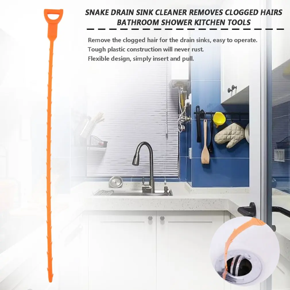 1pcs Snake Shaped Sink Cleaner Bathroom Toilet Kitchen Drain Removes Clogged Hairs Cleaning Brush for Home Popular New | Дом и сад