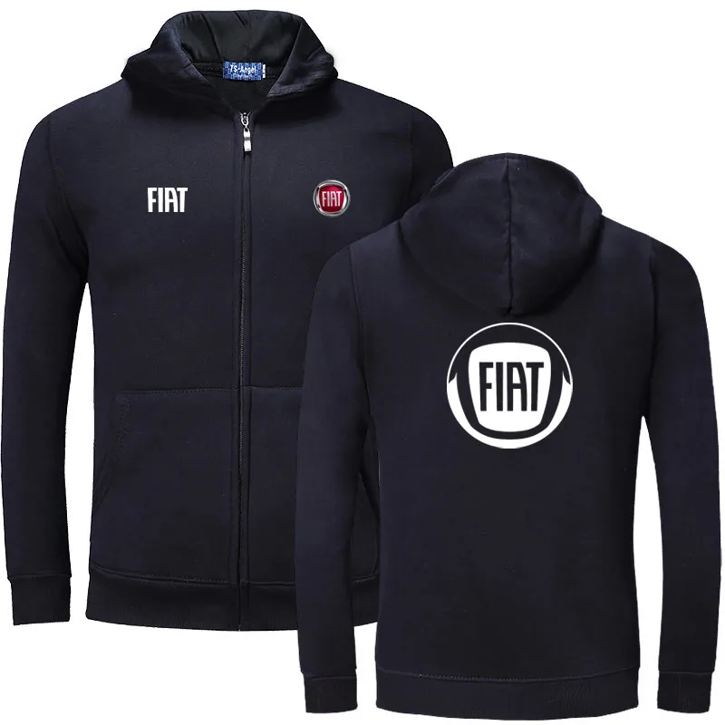 

2021 Winter men fleece warm FIAT zipper Hoodies hooded Sweatshirts zipper autumn cotton soprts sportwear