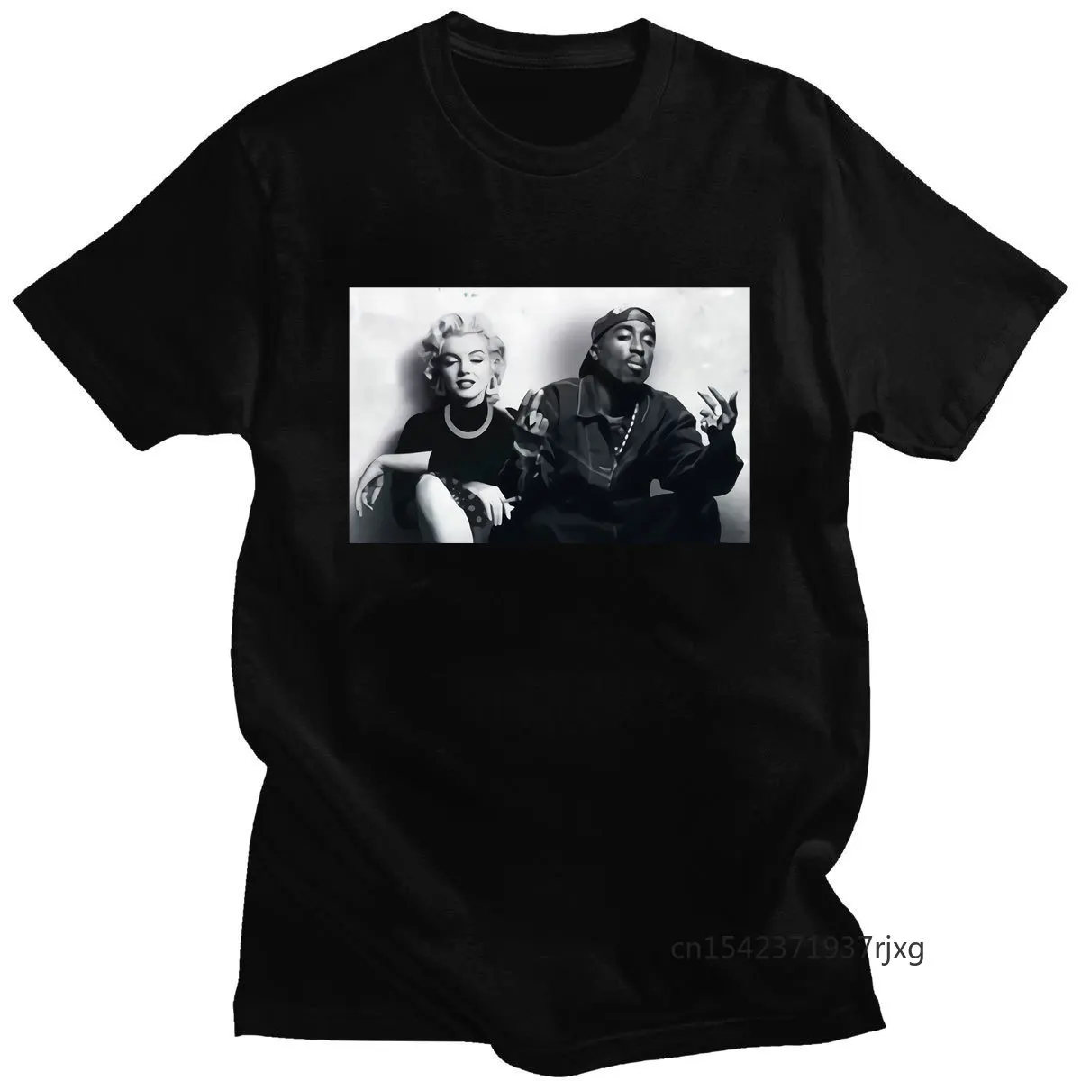 

Summer Fashion Design Tupac 2Pac Marilyn Monroe T Shirt Casual Hip Hop Short Sleeve Round Oversized T-Shirt Four Seasons