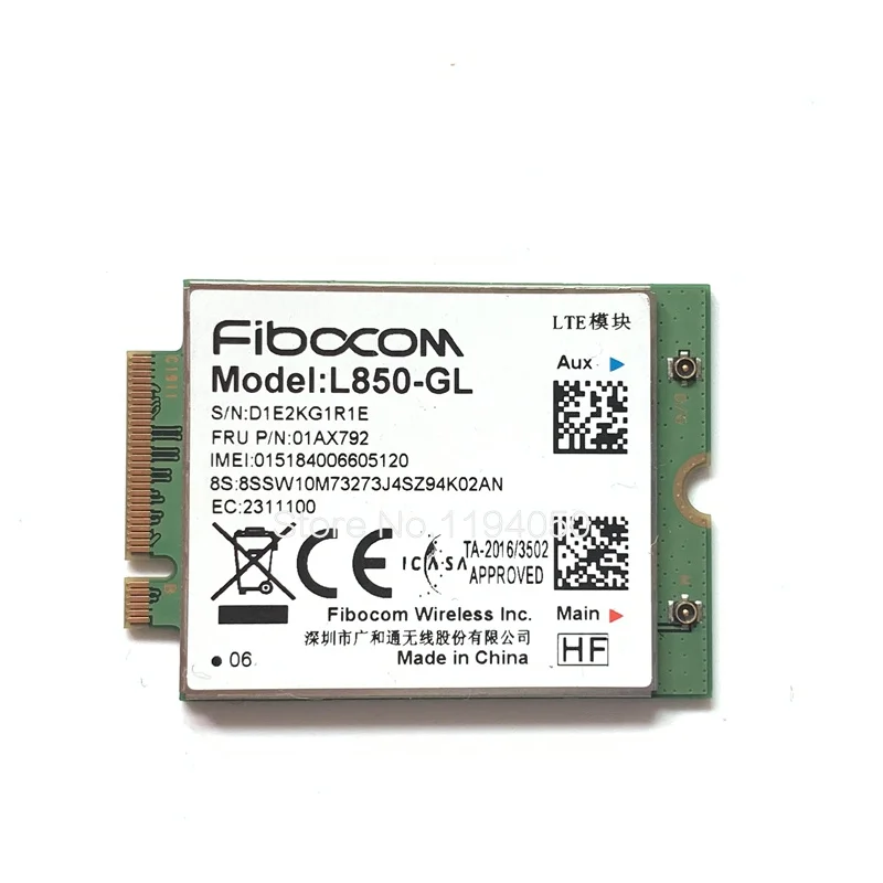 Карта Fibocom L850 GL 01AX792 для Lenovo Thinkpad X1 Carbon 6th X280 T480 T480s Yoga 3rd 4th T490 T490s T580 L580 P52 WWAN|Модемы| |