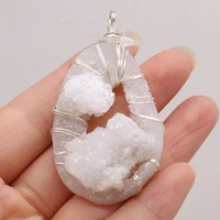 natural stone gem drop shaped white cystal bud pendant handmade crafts diy necklace jewelry accessories exquisite gift making