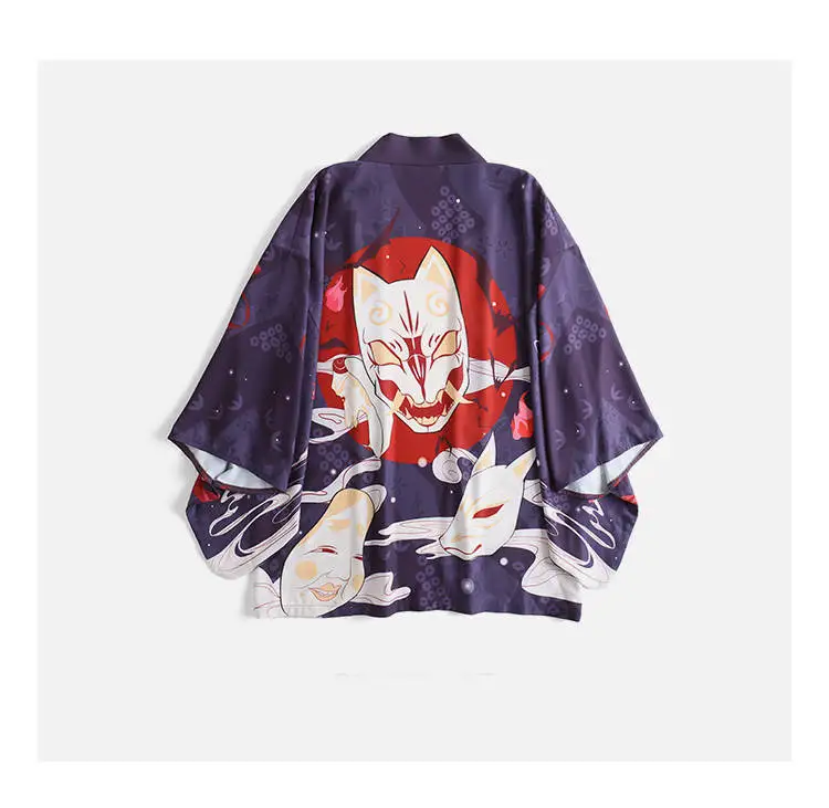 Новое традиционное японское кимоно Yukata Женская Повседневная рубашка с принтом аниме Солнцезащитная одежда кимоно мужской уличный кардиган