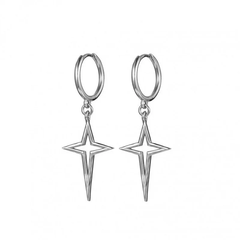 

Fashion Glossy Star Shape Earrings Gold And Silver Color Korean Style Small Hoop Earrings For Women Jewelry 2021