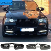 Carbon Fiber/ABS 2x Mirror Cover X5 X6 Car Side Rearview Mirror Cap Cover Shell Replacement For BMW X5 X6 E70 E71 2007-2013