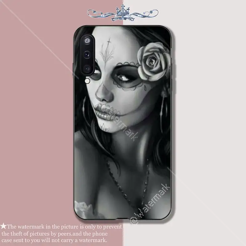 Funny Sugar Skull Girl Tattoo Luxury Phone Case Coque For Samsung Galaxy A10 A20 A50 A51 A70 A71 A40 A30 A30S A80 Cases Funda | Мобильные