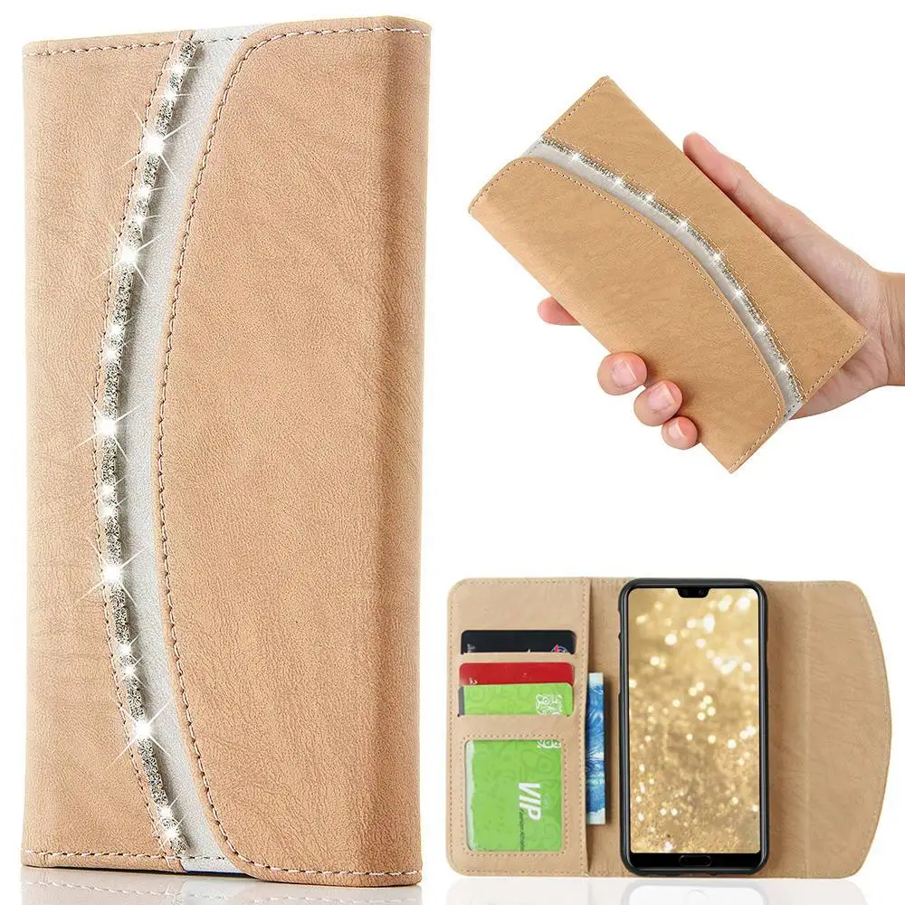 Gold L-FADNUT, роскошный флип-чехол-кошелек для huawei P30 Pro P20 Lite P10 P9 Lite P Smart, чехол для телефона из искусственной кожи - Цвет: Gold