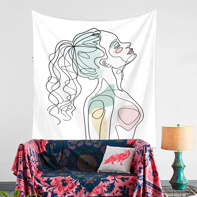 Настенный гобелен в стиле хиппи настенный розовый с изображением влюбленных