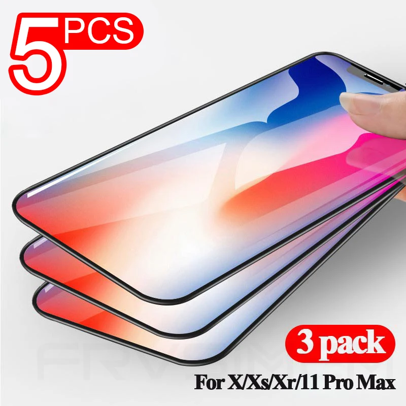 3 5 шт полное покрытие закаленное стекло для iphone 11 12 mini Pro X 7 XR XS MAX 8 6 6S Plus Защитная