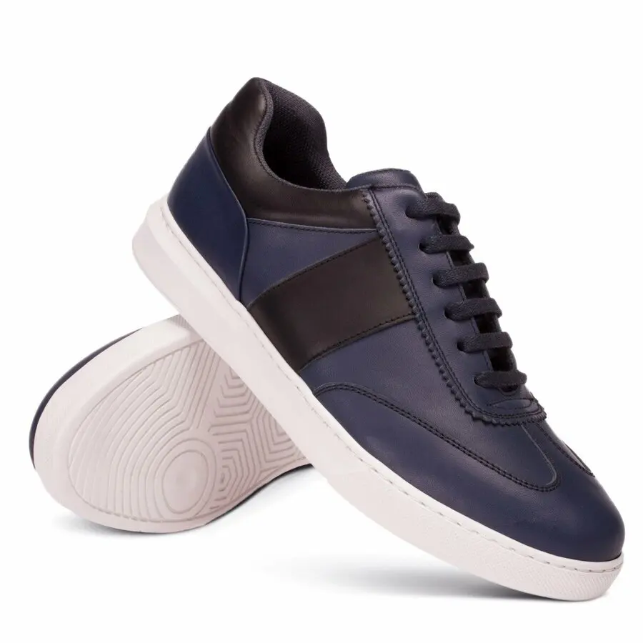 

Sneakers Men Deery, Genuine Leather Navy Blue Sneaker Men Shoes