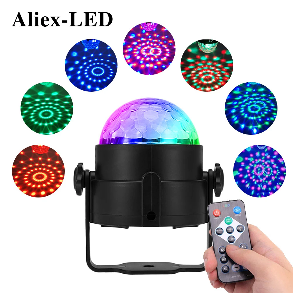 Светодиодная сценическая лампа диско-шар мини RGB DJ Автоматическая звуковая